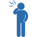 une icone représentant un être humain avec des douleurs cervicales, probablement dues à un troticolis