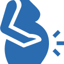 une icone montrant le ventre d'une femme enceinte